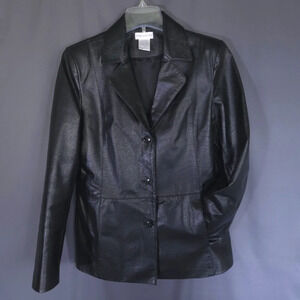 Worthington Crocodile Embossed Leather Jacket Womens Size Large Classic Goth Y2K